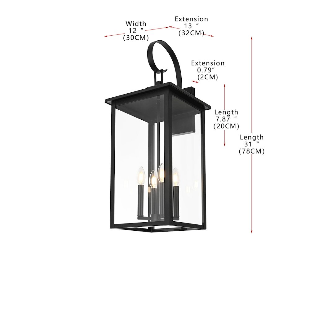 Carisle 12 Inch Outdoor Wall Sconce In Black