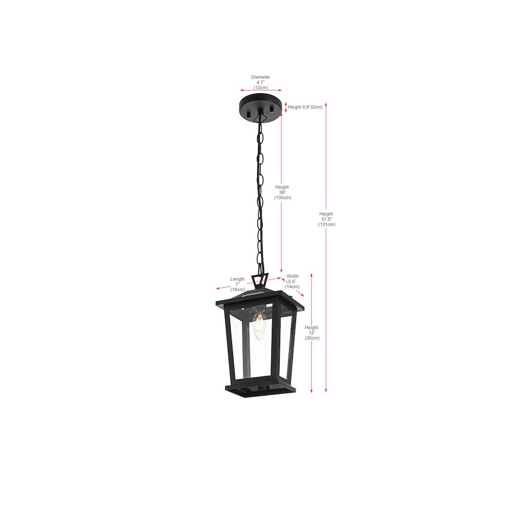 Berks 7 inch Outdoor Pendant in Black