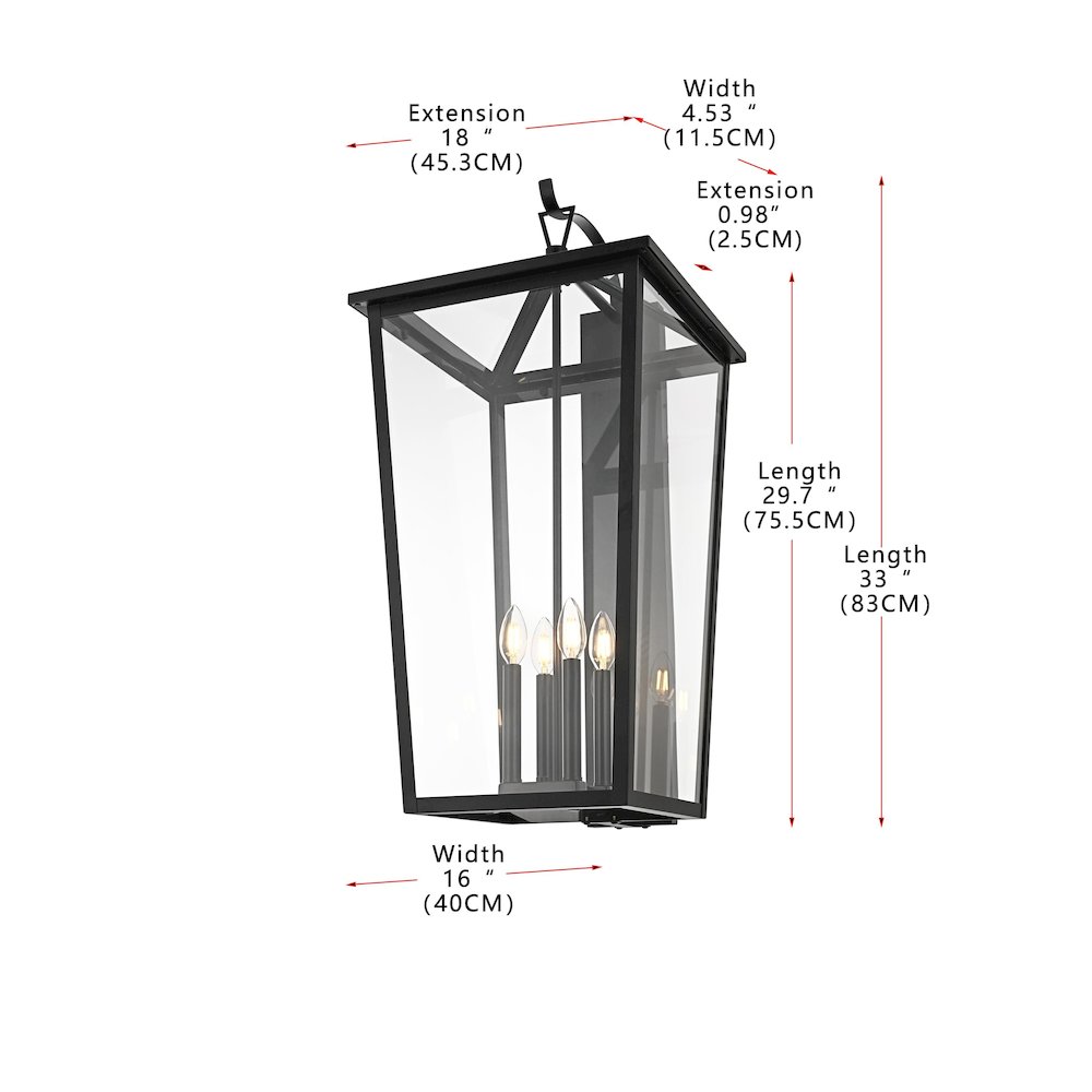 Frankford 16 Inch Outdoor Wall Sconce In Black