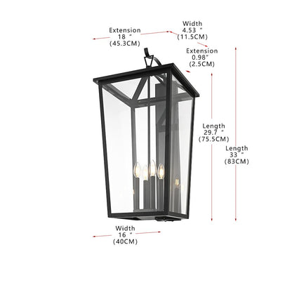 Frankford 16 Inch Outdoor Wall Sconce In Black