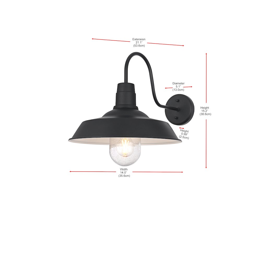Rayan 14 Inch Outdoor Wall Sconce In Black