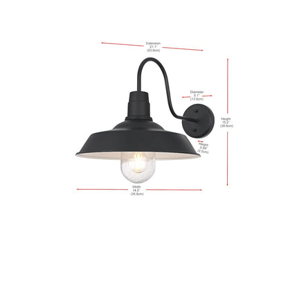 Rayan 14 Inch Outdoor Wall Sconce In Black