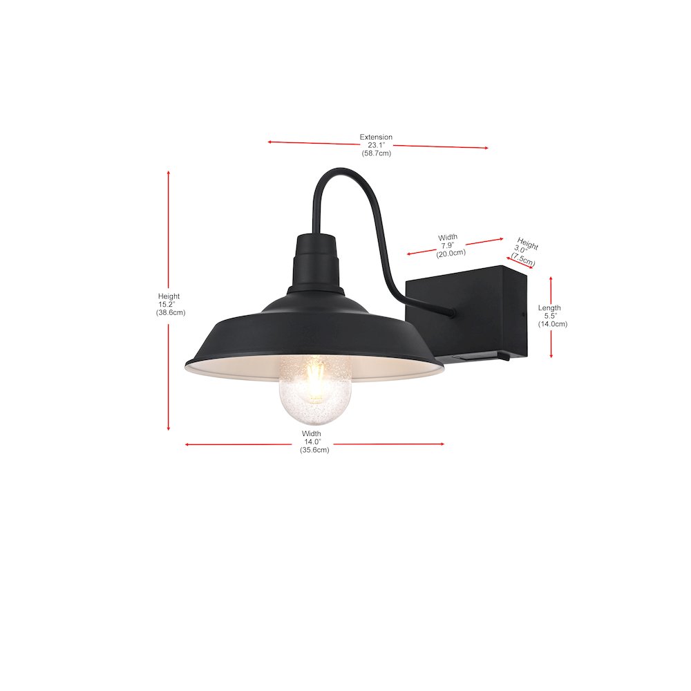 Rayan 14 Inch Outdoor Wall Sconce In Black