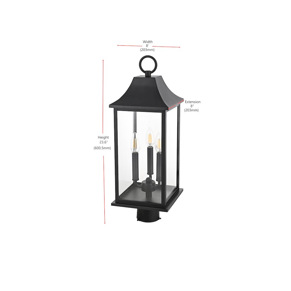 Shepard 8 x 23.5 inch Outdoor Post Light in Black