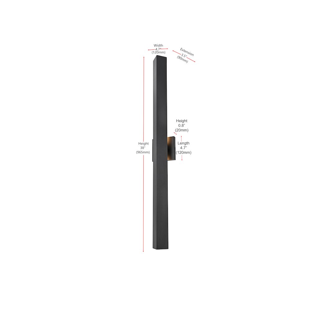 Troy 4.5 x 38 inch Outdoor Wall Sconce in Black