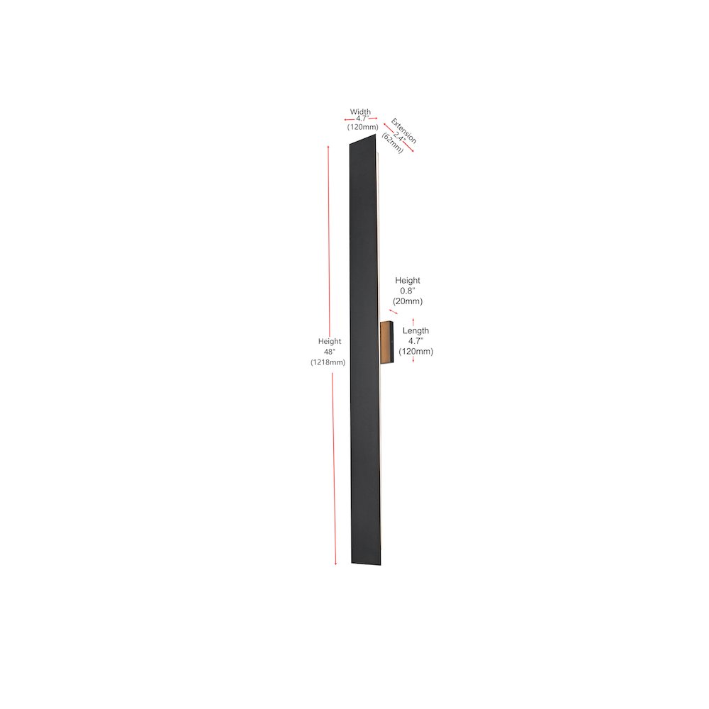 Waylen 4.5 x 48 inch Outdoor Wall Sconce in Black