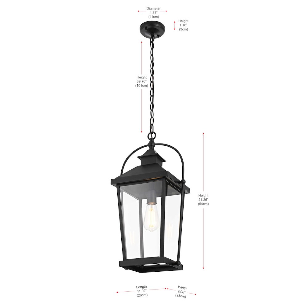 Luz 21 inch Outdoor Pendant in Black