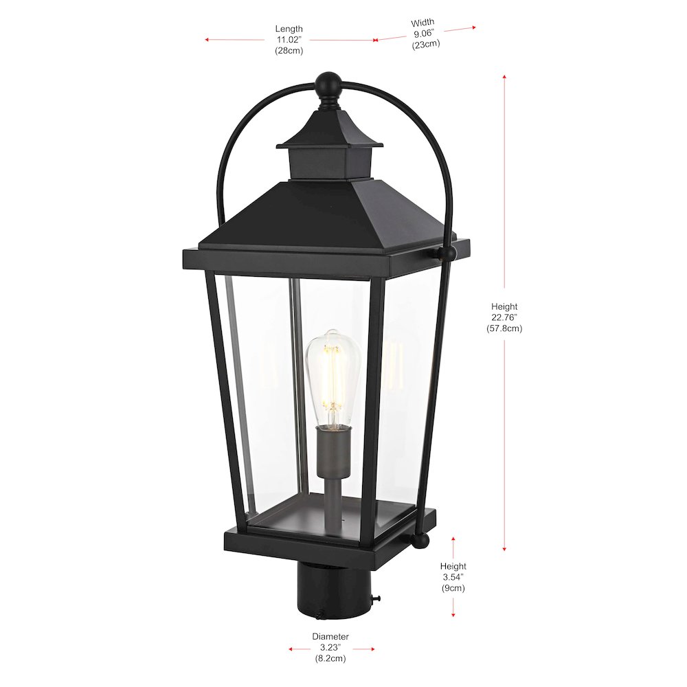 Luz 23 inch Outdoor Post light in Black