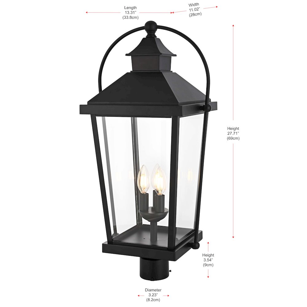 Luz 27 inch Outdoor Post light in Black