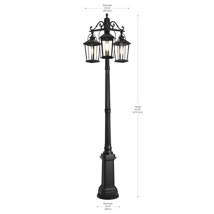 Luz 84 inch Outdoor Post light with pole in Black