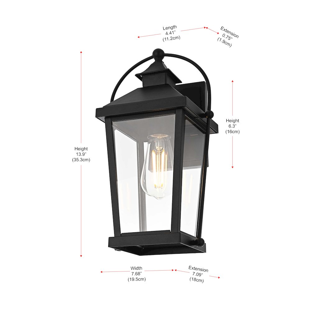 Luz 14 inch Outdoor Wall sconce in Black