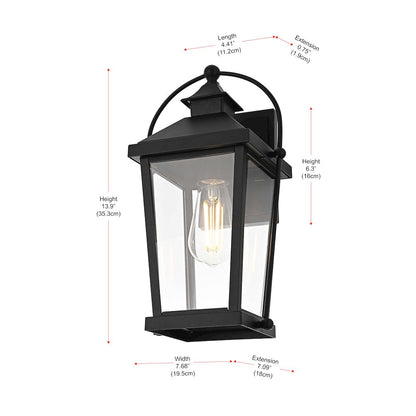 Luz 14 inch Outdoor Wall sconce in Black