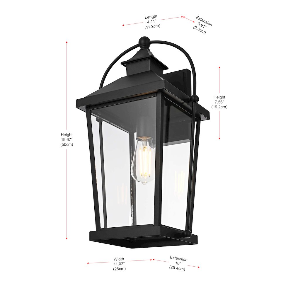 Luz 20 inch Outdoor Wall sconce in Black
