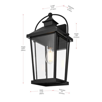 Luz 20 inch Outdoor Wall sconce in Black