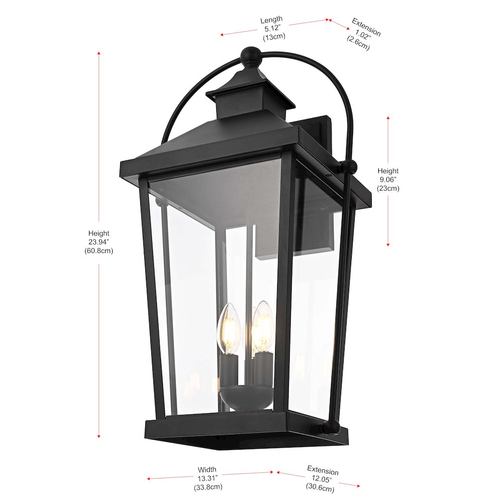 Luz 24 inch Outdoor Wall sconce in Black