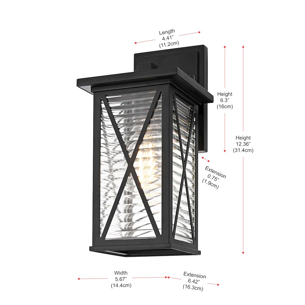 Jada 12 inch Outdoor Wall sconce in Black