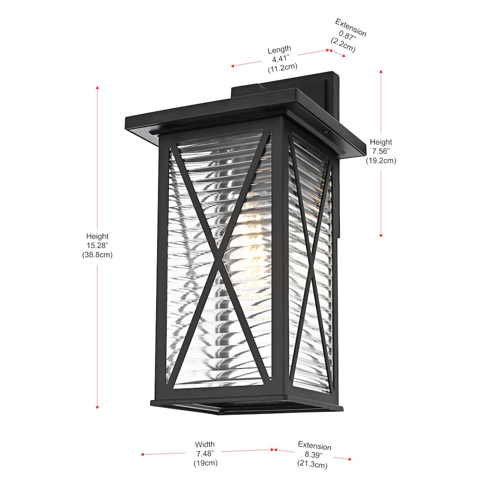 Jada 15 inch Outdoor Wall sconce in Black