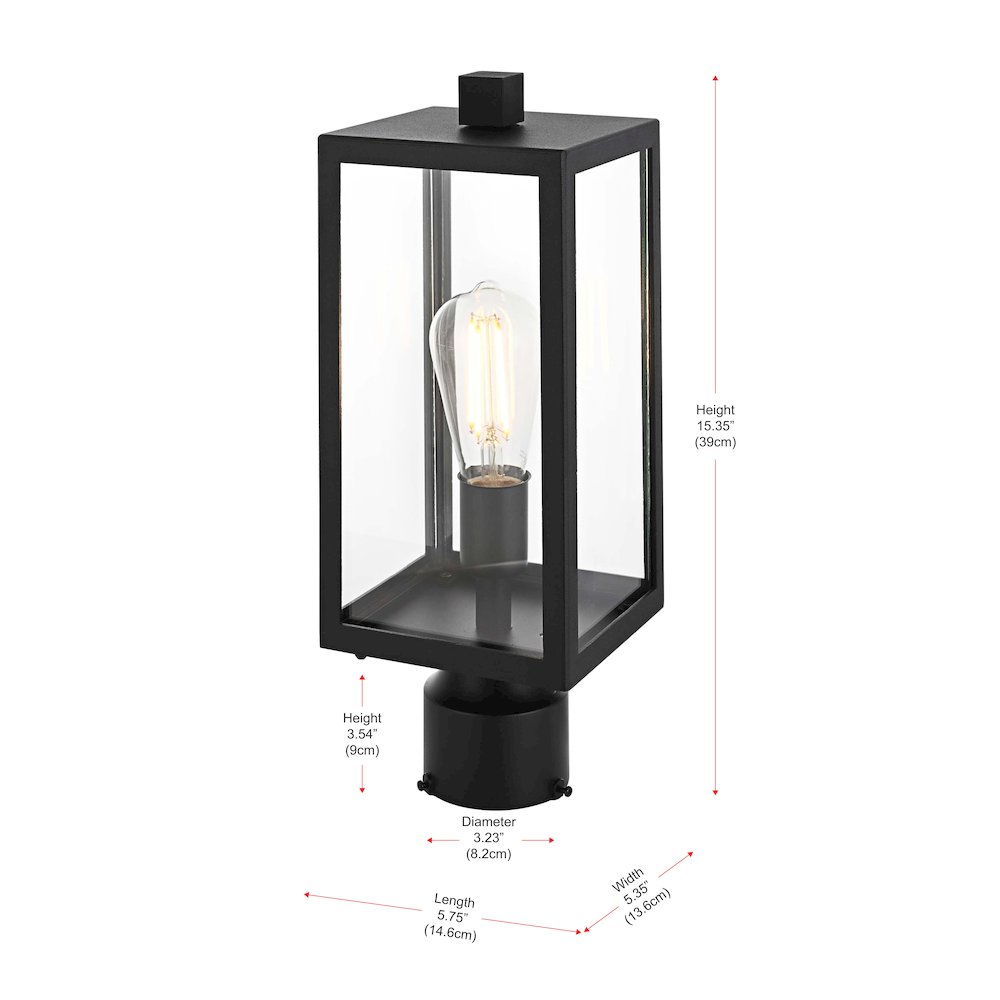 Veda 15 inch Outdoor Post light in Black