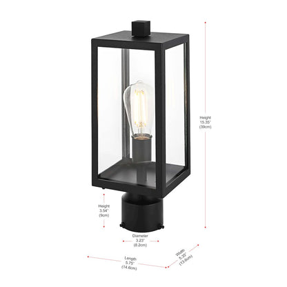Veda 15 inch Outdoor Post light in Black