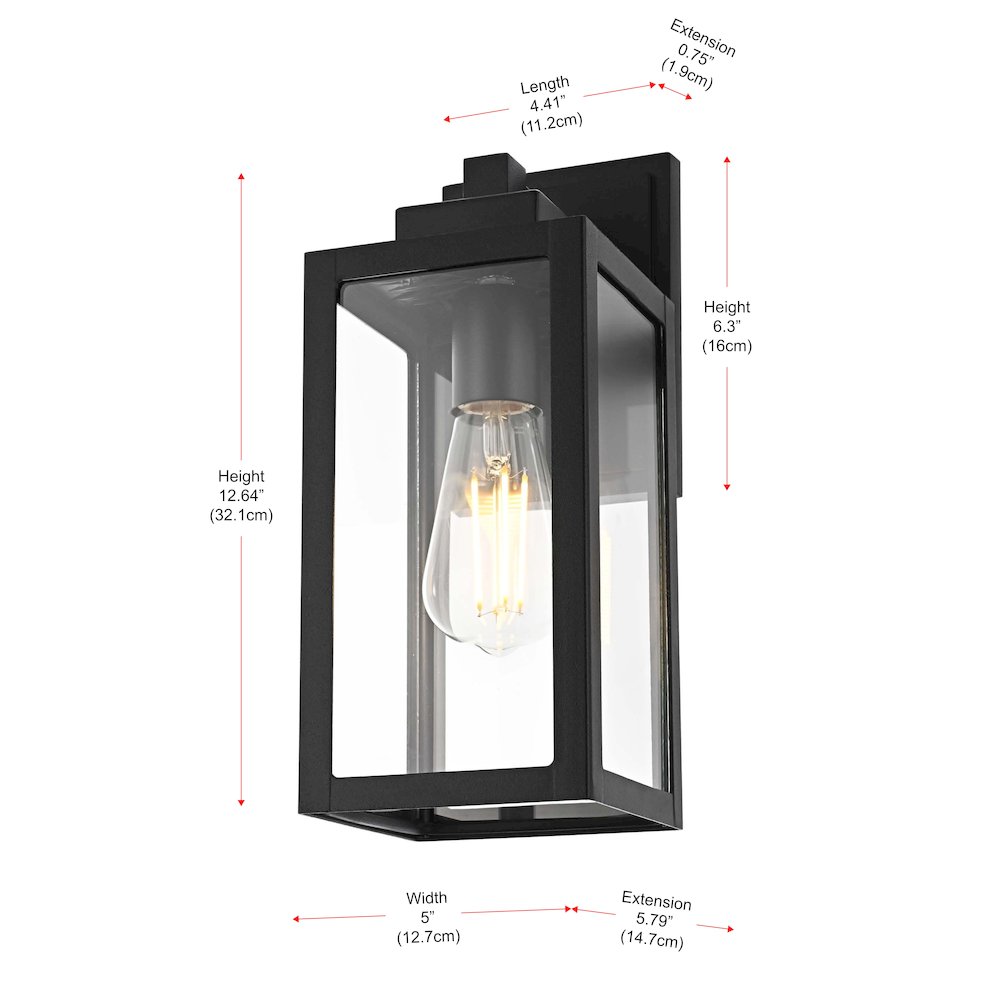 Veda 13 inch Outdoor Wall sconce in Black
