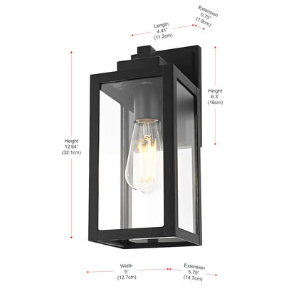Veda 13 inch Outdoor Wall sconce in Black