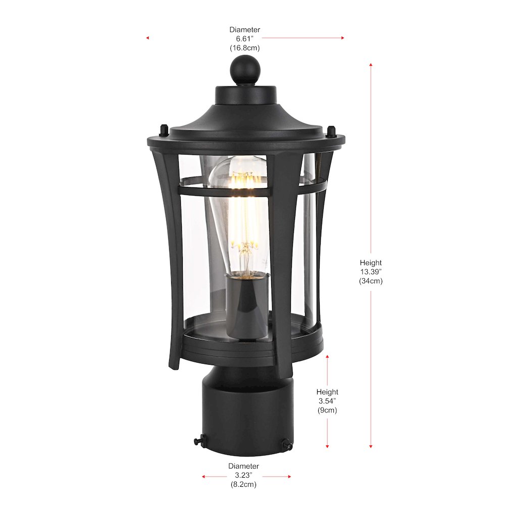 Artemis 13 inch Outdoor Post light in Black