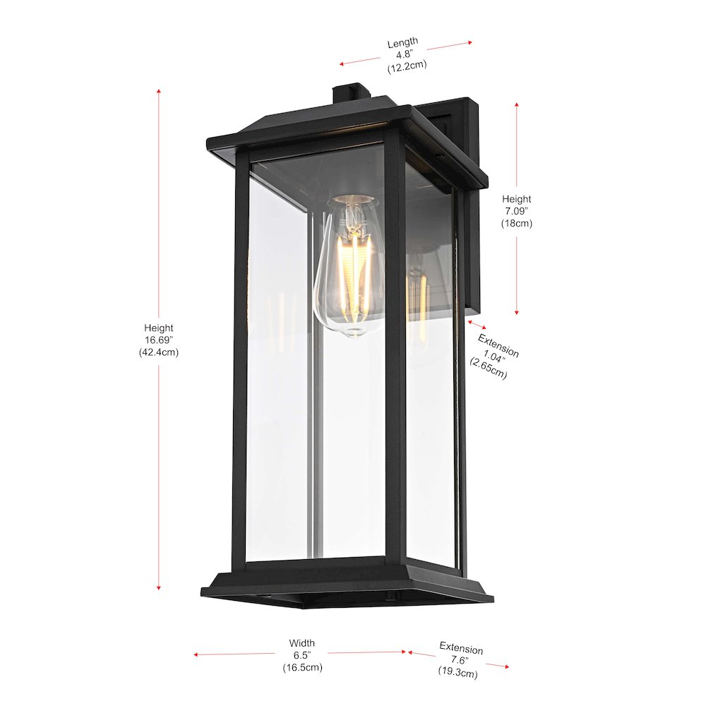 Araceli 17 inch Outdoor Wall sconce in Black