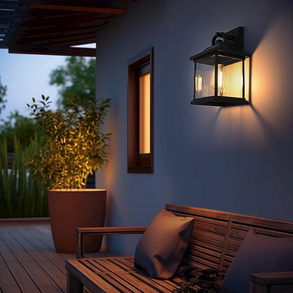 Saul 13 inch Outdoor Wall sconce in Black
