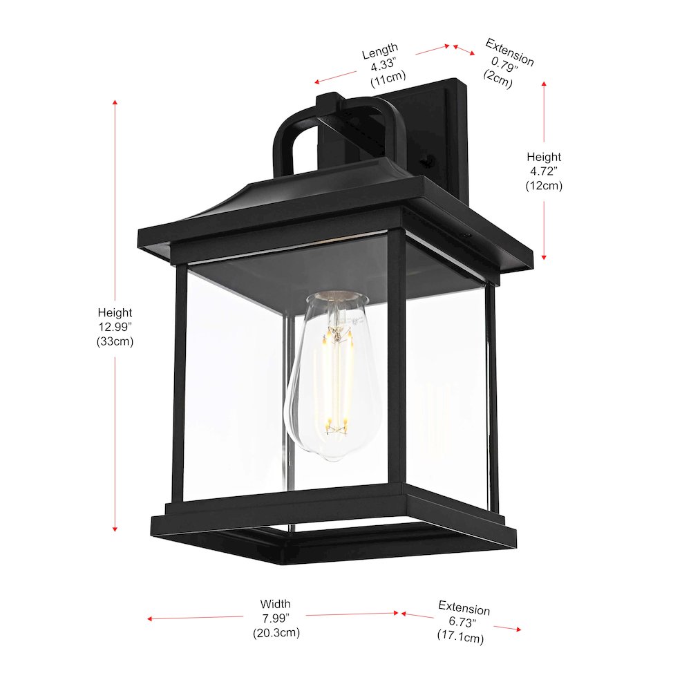Saul 13 inch Outdoor Wall sconce in Black