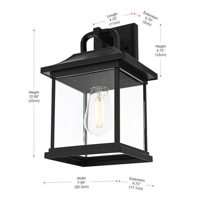 Saul 13 inch Outdoor Wall sconce in Black