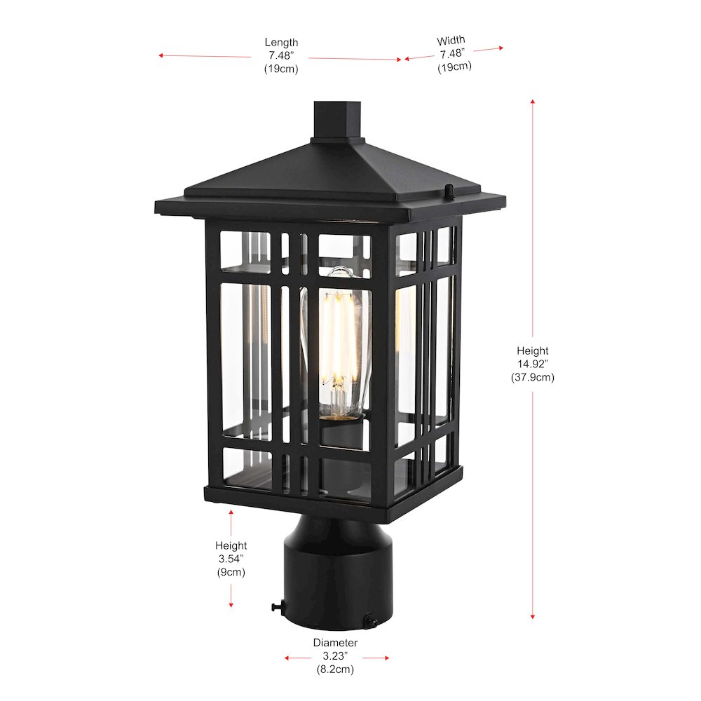 Harley 15 inch Outdoor Post light in Black