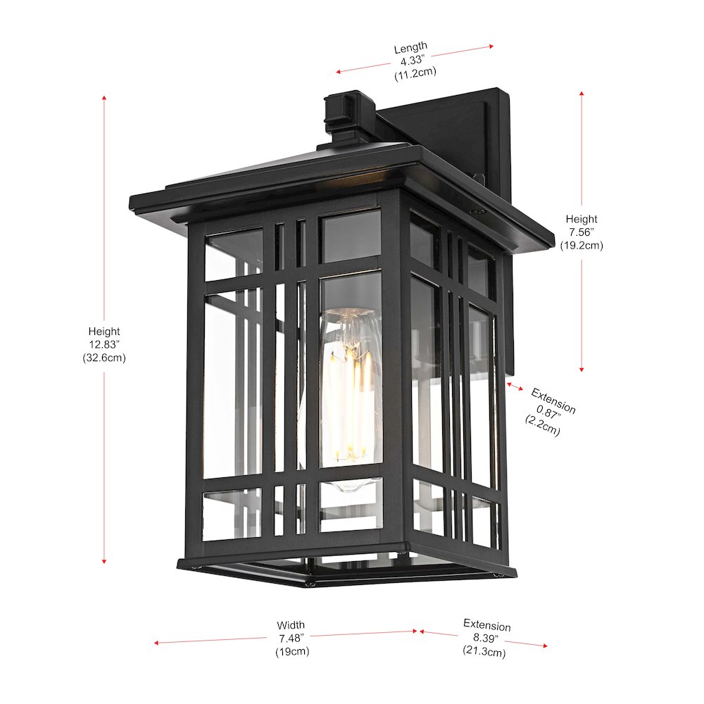 Harley 13 inch Outdoor Wall sconce in Black