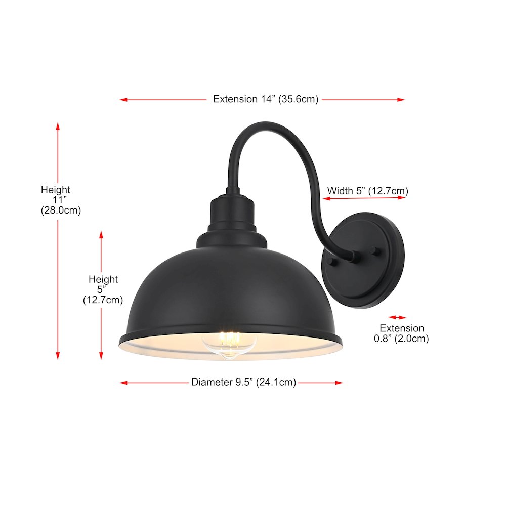 Aron 9.5 Inch Outdoor Wall Sconce In Black