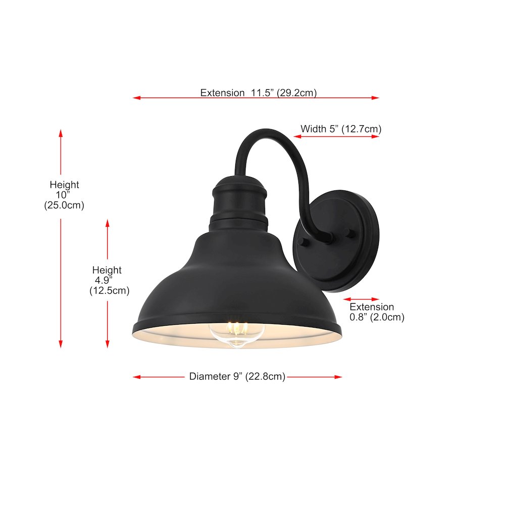 Callen 9 Inch Outdoor Wall Sconce In Black