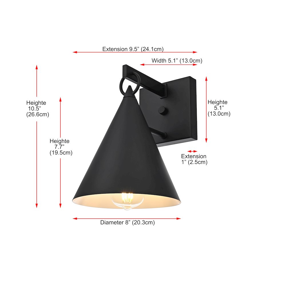 Hendrix 8 Inch Outdoor Wall Sconce In Black
