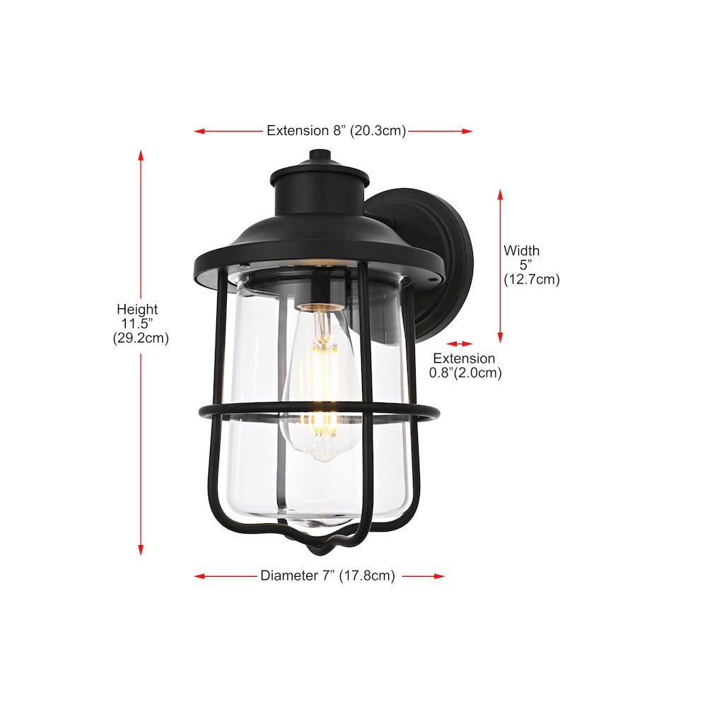 Huxley 7 Inch Outdoor Wall Sconce In Black