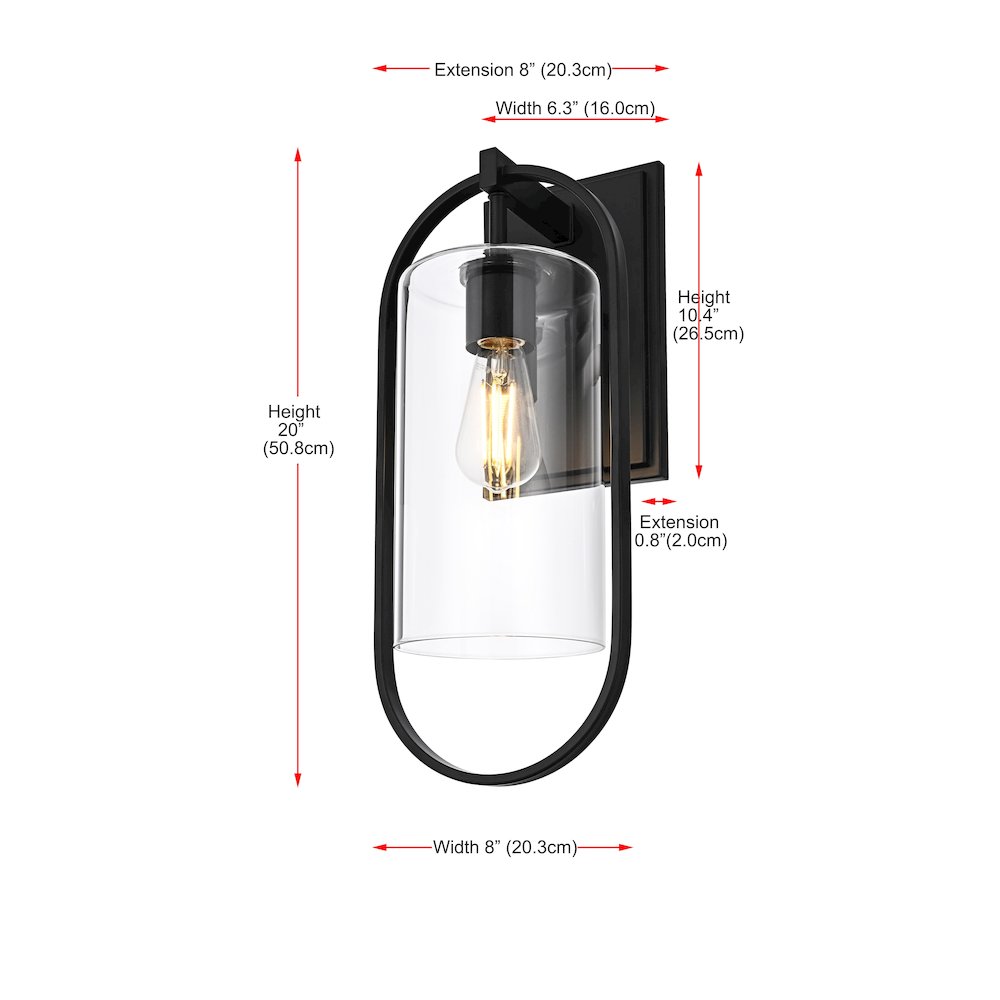 Jaxson 8 Inch Outdoor Wall Sconce In Black