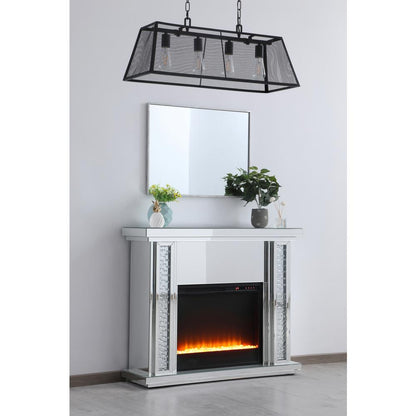 47.5 in. Crystal mirrored mantle with crystal insert fireplace