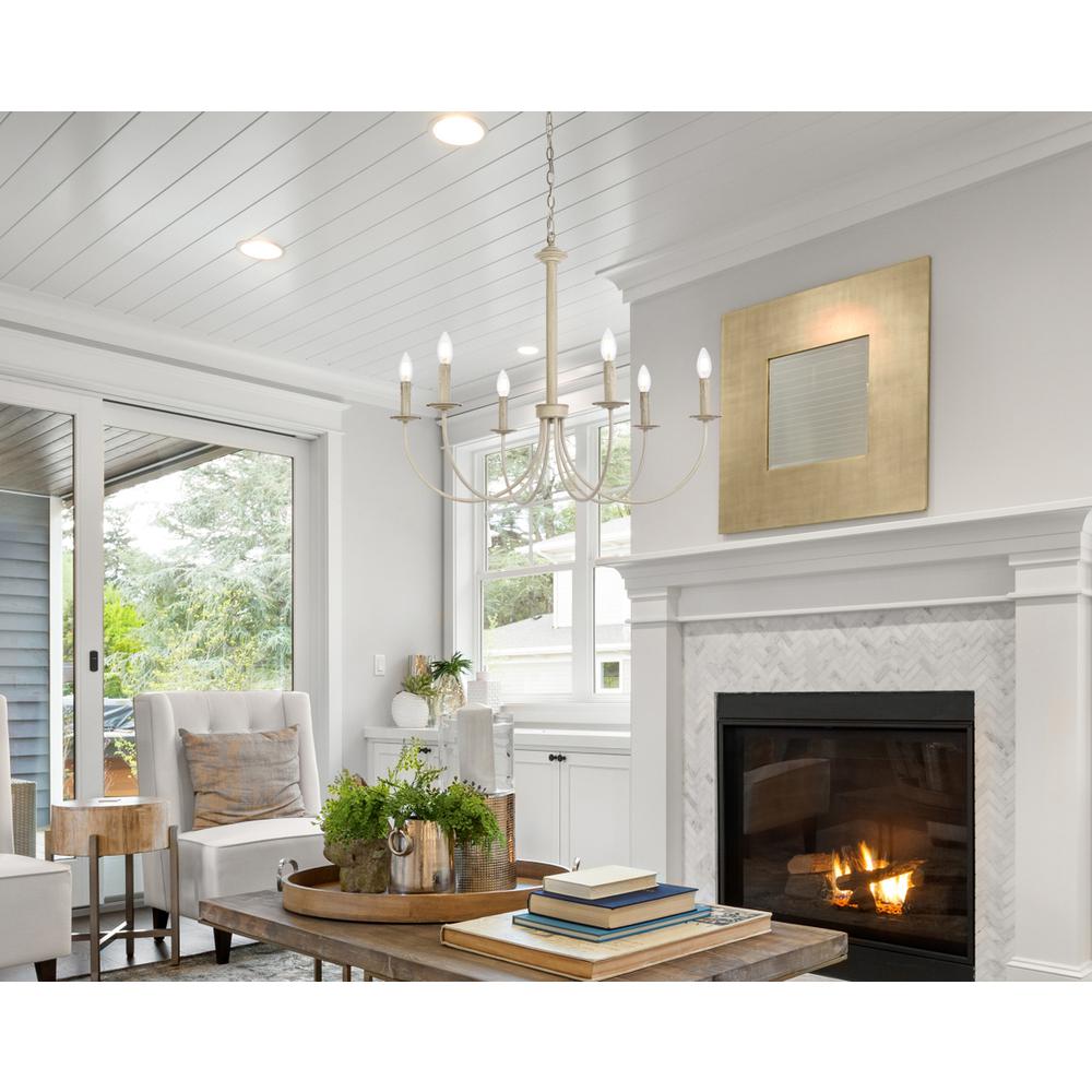 Brielle 6 lights pendant in weathered dove