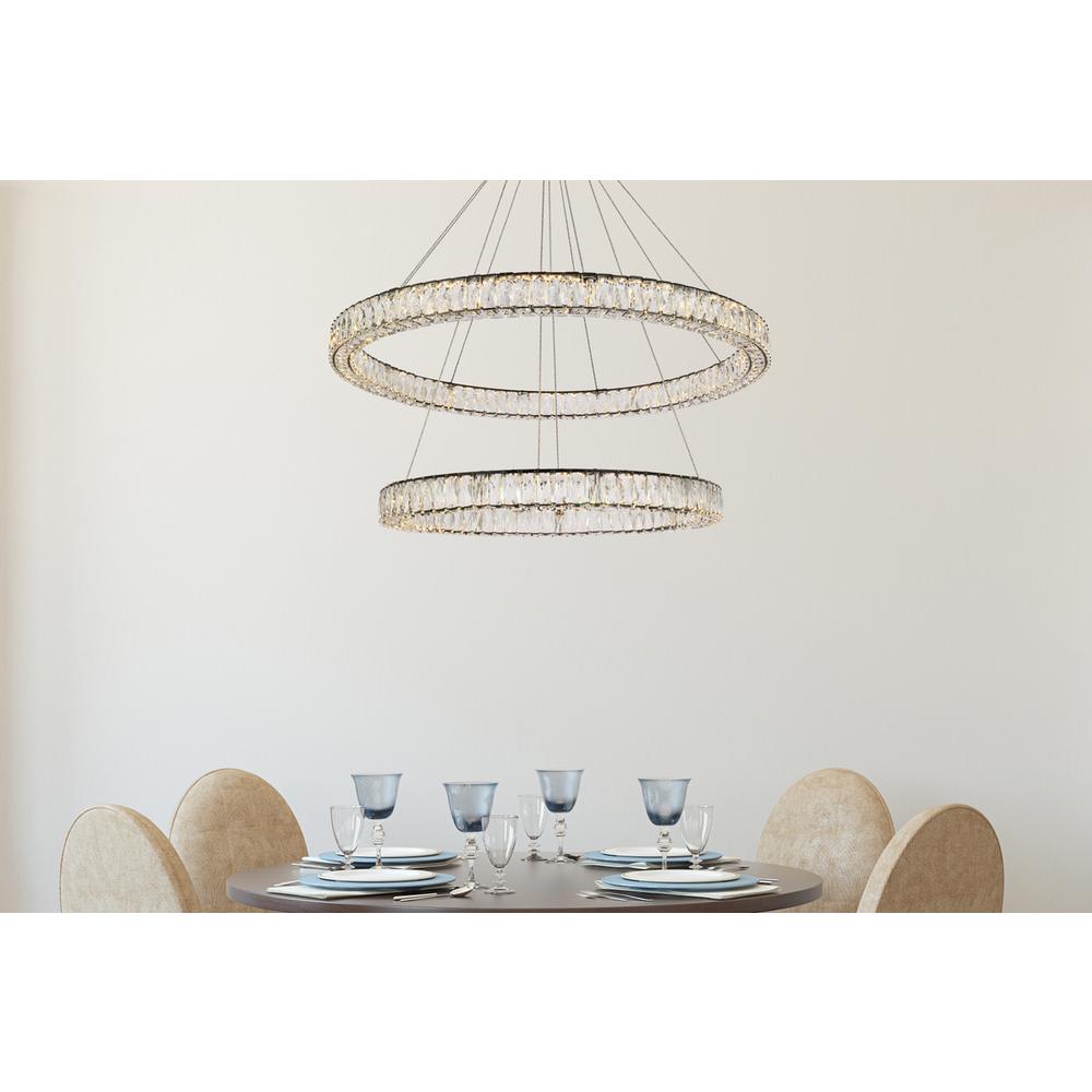 Monroe 42 inch LED round double ring pendant in black