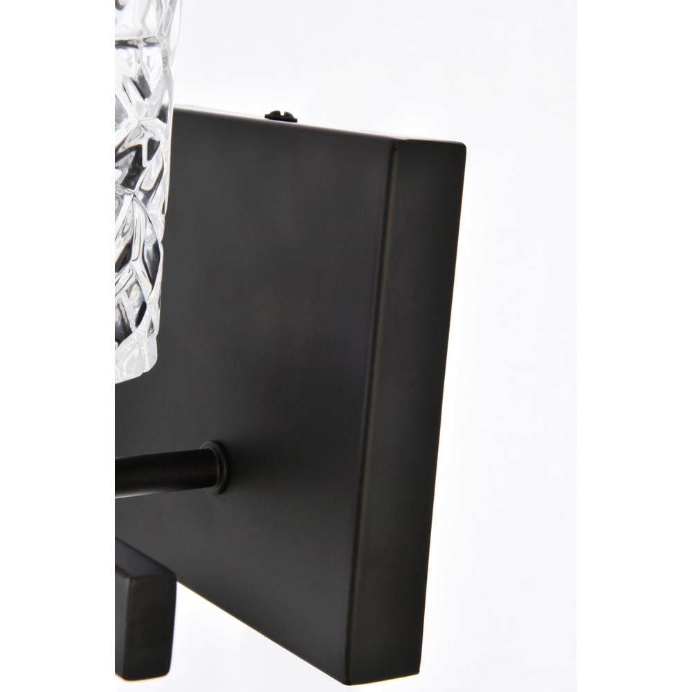 Cassie 1 light bath sconce in black with clear shade