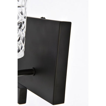 Cassie 1 light bath sconce in black with clear shade