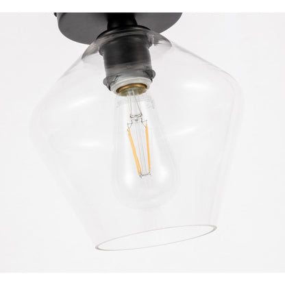 Gene 1 light Black and Clear glass Flush mount