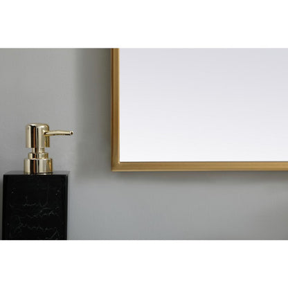 Metal Frame Arch Mirror 30x30 Inch in Brass