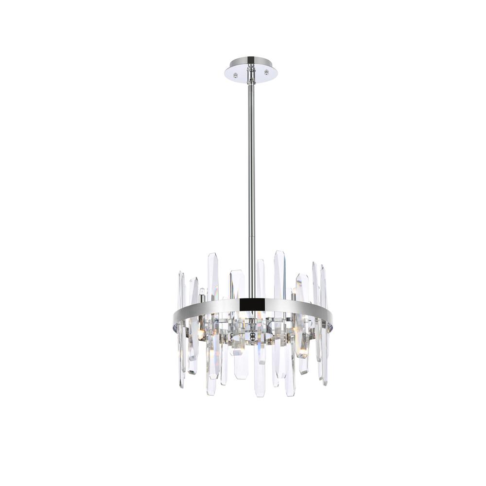Serena 16 inch crystal round pendant in chrome