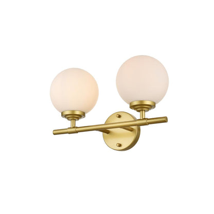 Ansley 2 light Brass and frosted white Bath Sconce