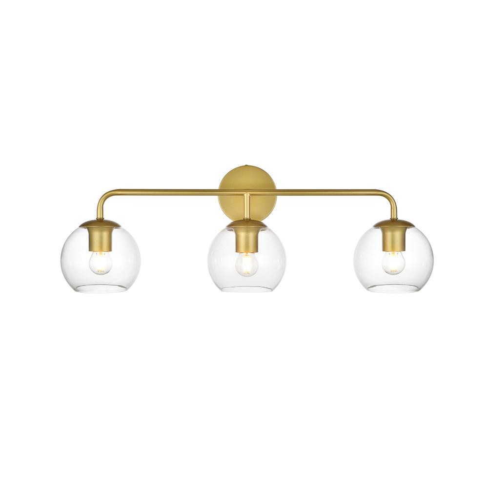Genesis 3 light Brass and Clear Bath Sconce