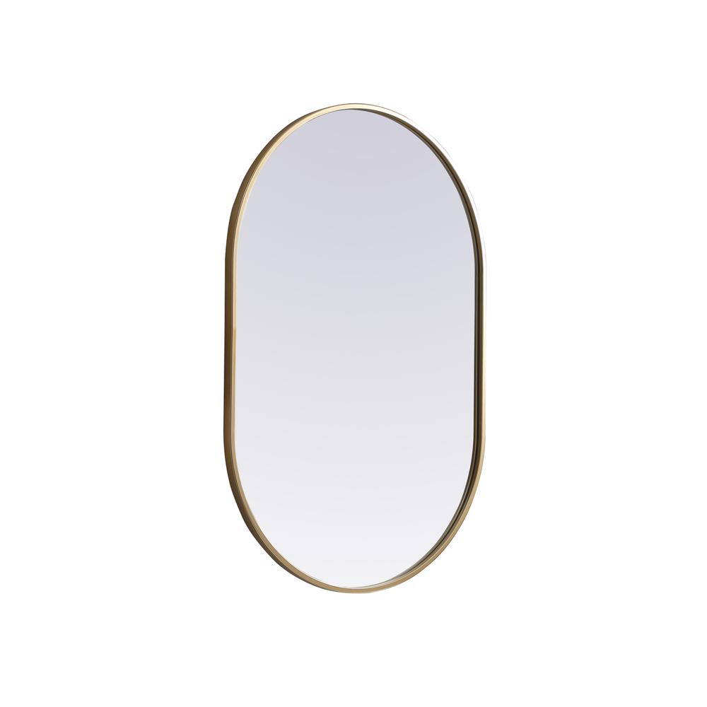 Metal Frame Oval Mirror 24x36 Inch in Brass