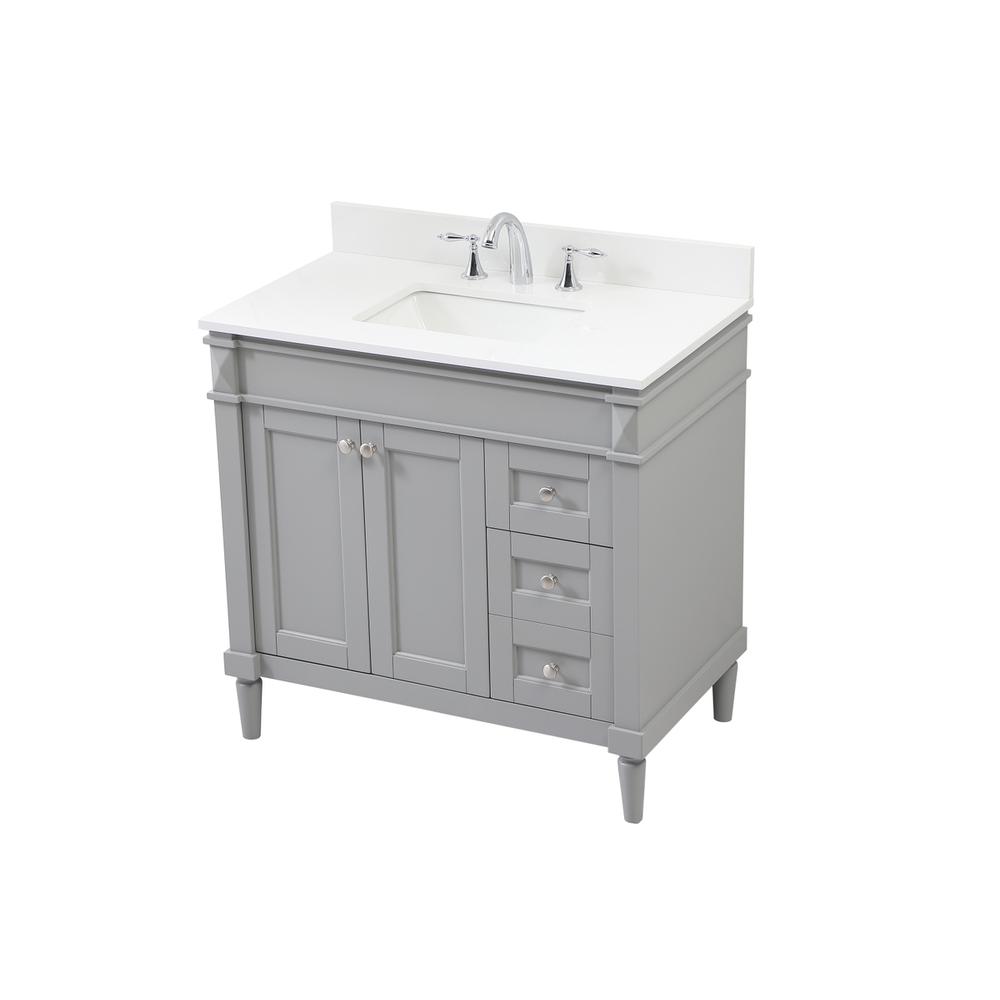 36 inch Single bathroom vanity in grey with backsplash