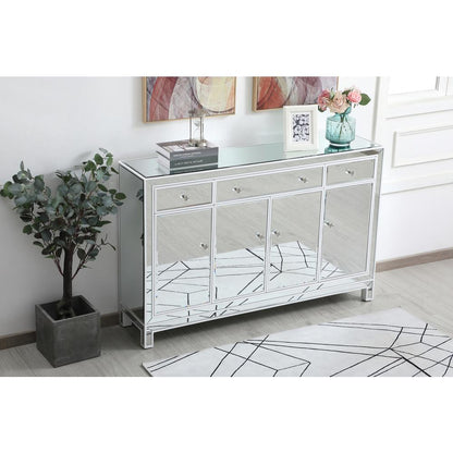 56 inch mirrored credenza in white